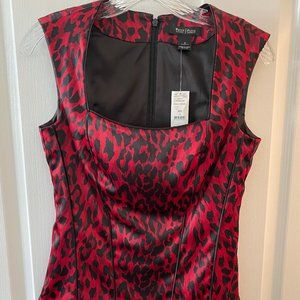 White House Black Market Red Leopard-Print Bodice Size 2 NWT